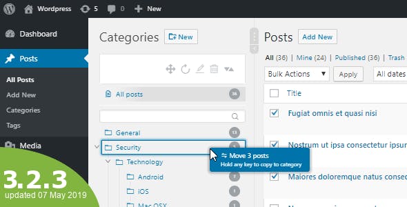 WordPress Real Category Management 3.2.3 - Custom category term order / Tree view