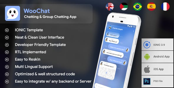 WooChat v0.0.1 - Modern Chat & Group Chatting Android + iOS App Template