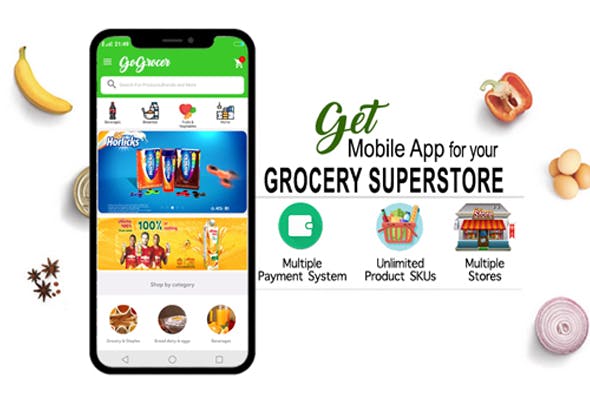 Grocery Supermarket Android App with Backend, Manager and Driver App