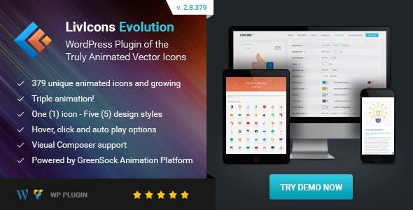 LivIcons Evolution for WordPress v2.8.387 - The Next Generation of the Truly Animated Vector Icons