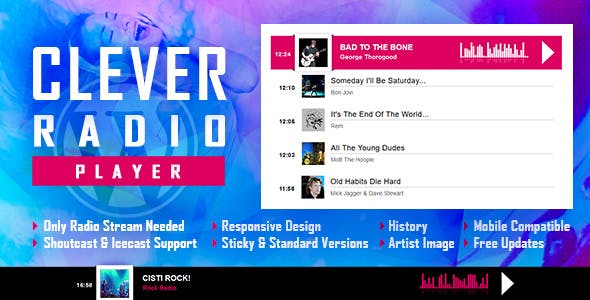 CLEVER v1.3 - HTML5 Radio Player With History - Shoutcast and Icecast - WordPress Plugin