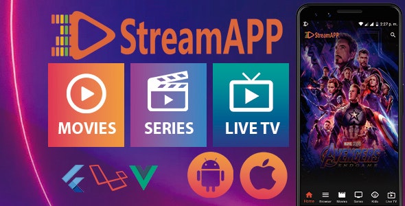 StreamApp v1.1 - Streaming Movies, TV Series and Live TV - Flutter Full App with Admin Panel