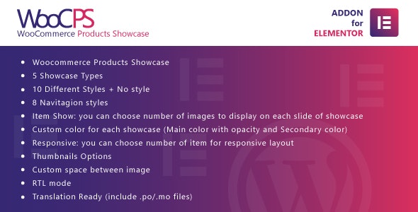 WooCommerce Products Showcase for Elementor v1.0 - WordPress Plugin