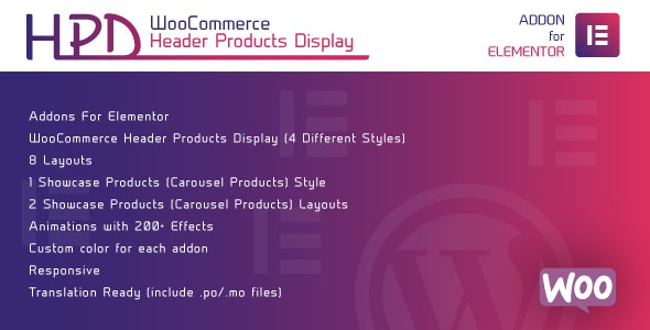 WooCommerce Header Products Display for Elementor v1.0 - WordPress Plugin 