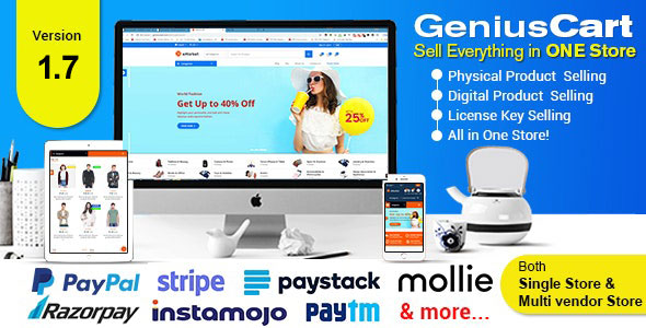 GeniusCart v1.7 - Single or Multivendor Ecommerce System with Physical and Digital Product Marketplace