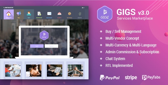 Gigs v3.1 - Services Marketplace - Fiverr & Freelancer Clone - Multi Vendor - nulled