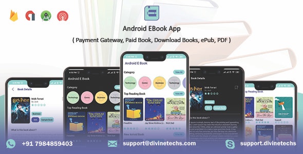 Android EBook App v1.8 - (Books App, PDF, ePub, Download Books, Paid book, payment gateway) + admin panel