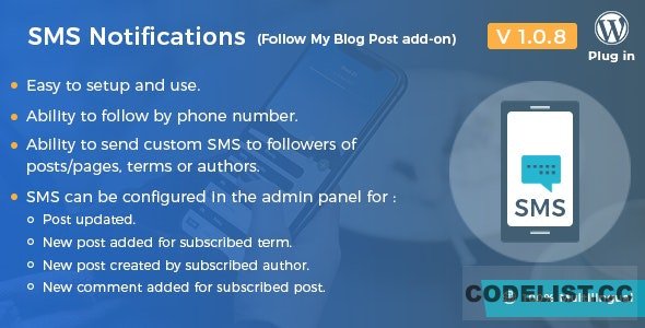 SMS Notifications v1.0.8 - Follow My Blog Post add-on 