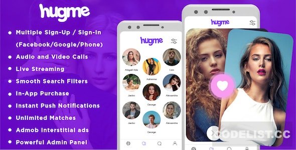Hugme v1.0 - Android Native Dating App with Audio Video Calls and Live Streaming