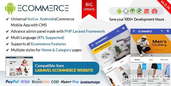 Android Ecommerce v4.0.14 - Universal Android Ecommerce / Store Full Mobile App with Laravel CMS - nulled