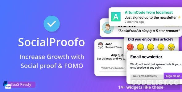 SocialProofo v1.7.5 - 14+ Social Proof & FOMO Notifications for Growth (SaaS Ready) - nulled