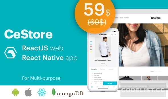 CeStore v1.3.0 - ReactJS web app & React Native mobile app for e-commerce 