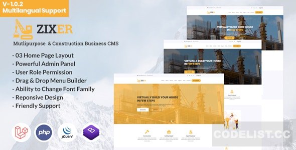 Zixer v1.0.2 - Multipurpose Website & Construction Business Company CMS - nulled