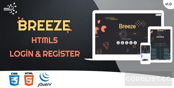 Breeze v1.0 - HTML5 Login and Register Page Template