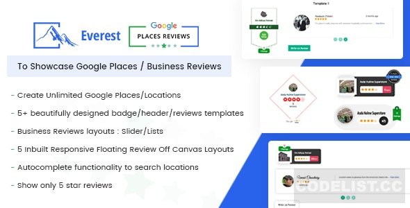 Everest Google Places Reviews v2.0.9 - Best WordPress Plugin To Showcase Google Places / Business Reviews 