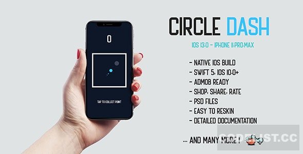 Circle Dash v1.0 - native iOS 13.0 mobile game app iPhone 11 corona
