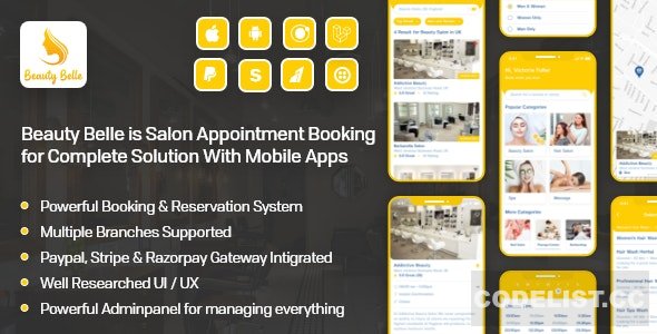 Beauty Belle v1.1 - Salon & Spa Appointment Booking App For Android - iOS App with admin panel - nulled