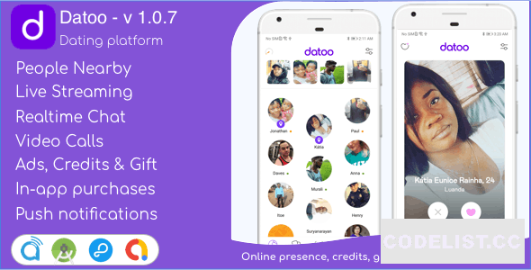 Datoo v1.0.7 - Dating platform with Live Steaming and Video calls + Admin Panel