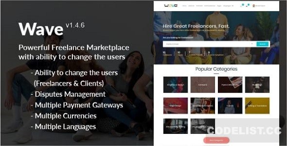 Wave v1.7.7 - Powerful Freelance Marketplace System with ability to change the Users