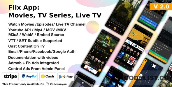 Flix App Movies v4.0 - TV Series - Live TV Channels - TV Cast