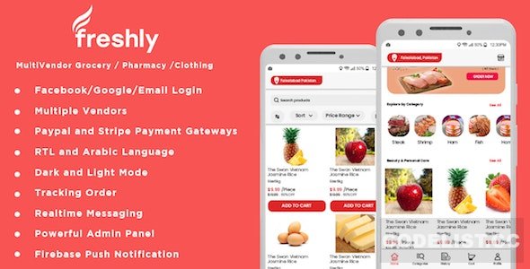 Freshly v1.0 - Native Multi Vendor Grocery, Food, Pharmacy, Store Delivery Mobile App