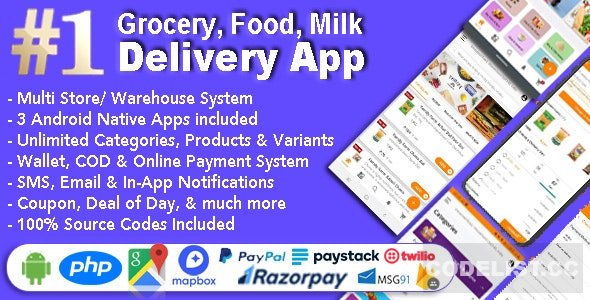 Grocery and Vegetable Delivery Android App with Admin Panel v1.6.6 - Multi-Store with 3 Apps