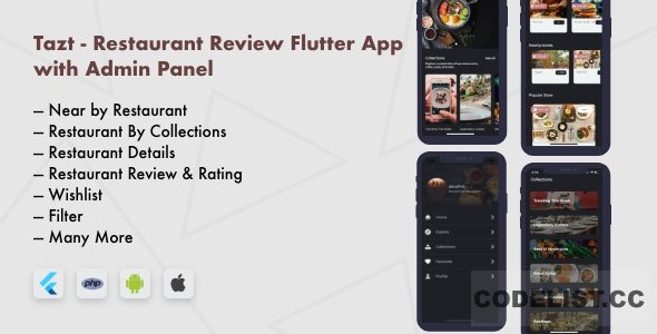 Tazt v1.0.0 - Restaurant Review Flutter App with Admin Panel