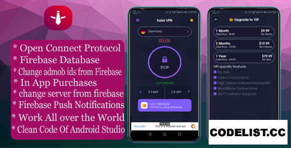 Solid VPN With Firebase Database And OPEN CONNECT PROTOCOL v1.0.0