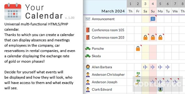 Your Calendar v1.0 - Universal multi-functional calendar. Team, rental, multipurpose calendar