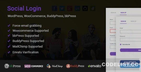 Social Login for WordPress WooCommerce BuddyPress bbPress v1.6.0 