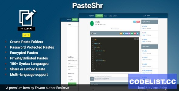PasteShr v2.8.1 - Text Hosting & Sharing Script - nulled