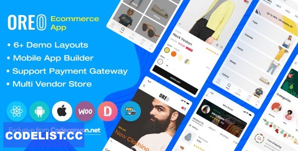 Oreo Fashion v2.3.3 - Full React Native App for Woocommerce
