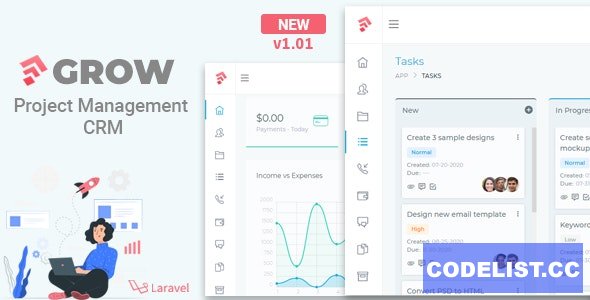 Grow v1.01 - Project Management CRM With Invoicing Estimates Leads And Tasks