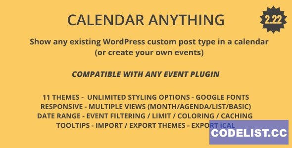 Calendar Anything v2.30 - Show any existing WordPress custom post type in a calendar