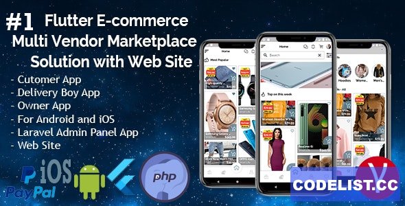 Flutter E-commerce Multi Vendor Marketplace Solution with Web Site (3Apps+PHP Admin Panel+Web Site) v1.0