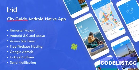 Trid v7 - City Travel Guide Android Native with Admin Panel, Firebase 