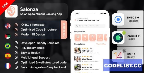 Salonza v1.0 - Multi Salon Android App Template + iOS App Template