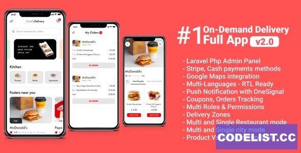 Giraffy Delivery v2 - Food delivery full app with backend