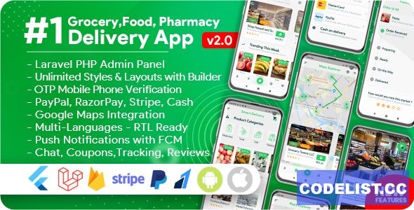 Grocery, Food, Pharmacy, Store Delivery Mobile App with Admin Panel v2.0.1