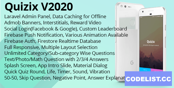 Quizix v2020 - Android Quiz App with AdMob, FCM Push Notification, Offline Data Caching