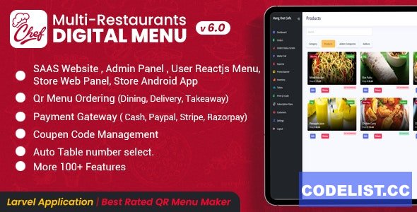 CHEF v6.0 - SaaS - Contactless Multi-restaurant QR Menu Maker