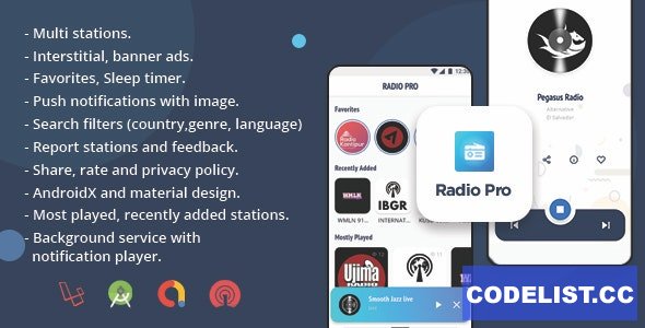 Radio Pro v2.0 - Multi-station Radio App with Admin Panel
