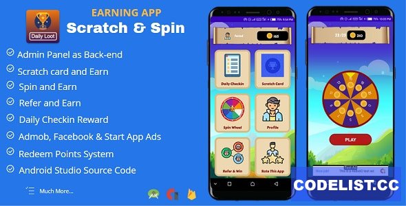 Scratch & Spin to Win Android App with Earning System (Admob, Facebook, Start App Ads) v4.0
