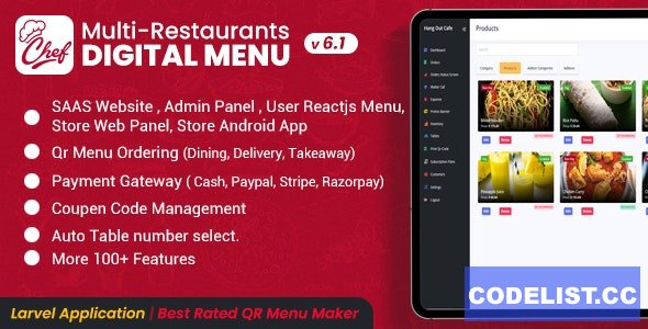 CHEF v6.1 - SaaS - Contactless Multi-restaurant QR Menu Make