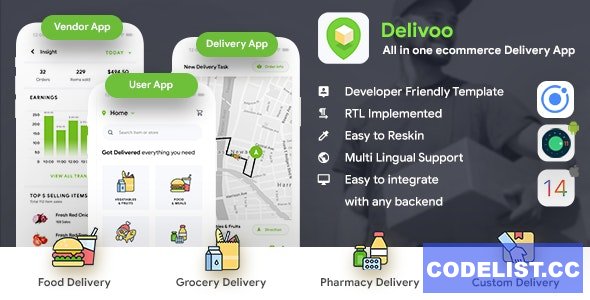 Delivoo v2.2 - eCommerce Delivery Android + iOS App Template