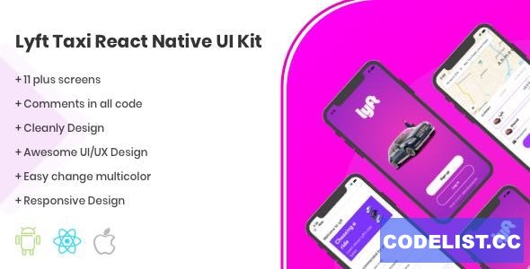 Lyft v1.0 - React Native UI Kit Taxi Template 
