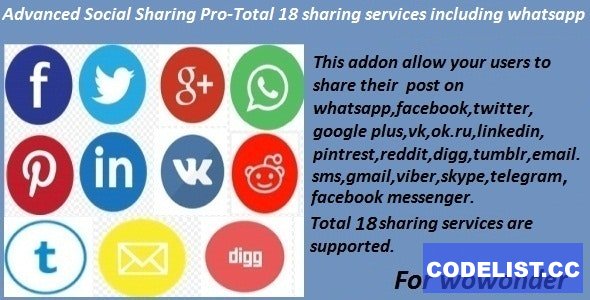 Advanced Social Sharing Pro For WoWonder - 9 June 2021
