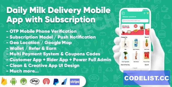 Dairy Products, Grocery, Daily Milk Delivery Mobile App with Subscription v1.1