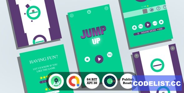 Jump Up : (Android Studio+Admob+Reward Video+Inapp+Leaderboard+ready to publish)  6 February 2021