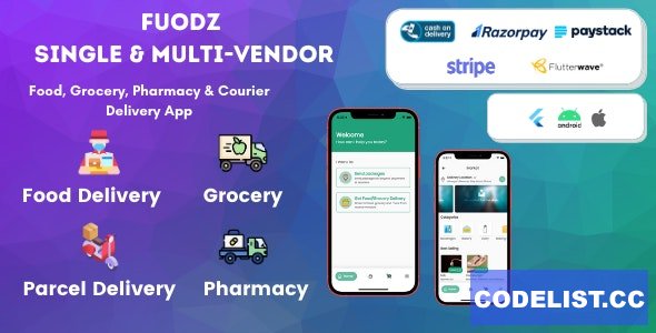 Fuodz v1.2.3 – Grocery, Food, Pharmacy Courier Delivery App + Backend + Driver & Vendor app